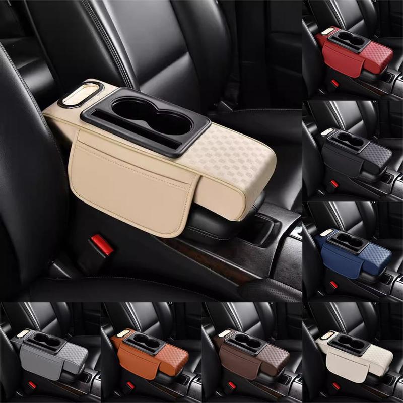 Car Center Console Height Increasing Armrest Cushion Pu Multifunctional Holder Pad Leather Cup Tissue With Armrest Box Univ S9e4