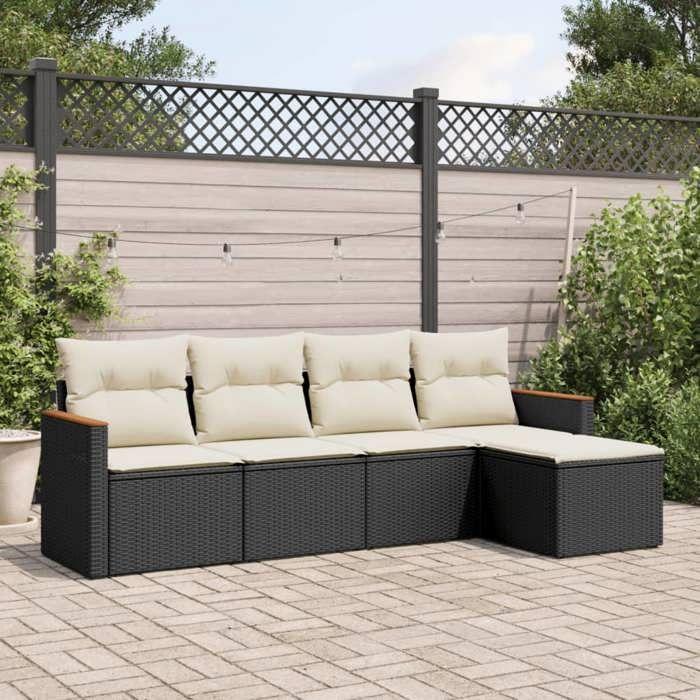VidaXL Garden Lounge Set with Cushions 5 Pcs, Patio Sofas, Patio Furniture Set, Outdoor Furniture, Black 3225916
