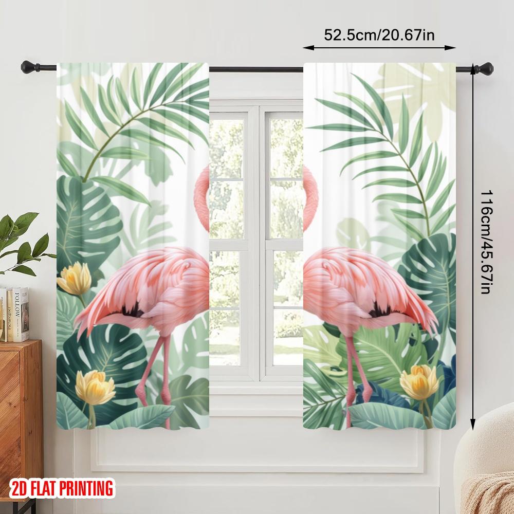 2 Stück, 2D-Flachdruck Beliebte Vorhänge Tropische Liebesvögel Vielseitig Langlebiges Polyester (ohne Stange) Raumdeko für Wohnzimmer,