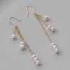 Natural freshwater pearl earrings long fringed thin ear hook 14K gold pearl niche design commuter earrings