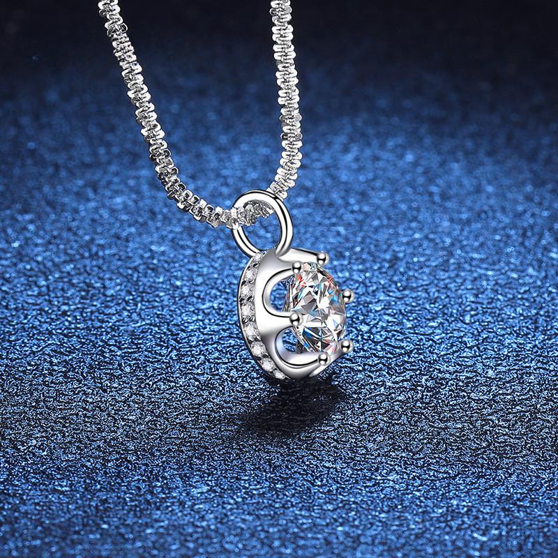 Coroană conopidă colier placat cu aur de 18K argint sterling moissanit 1-2 carate colier strălucitor mireasă nuntă bijuterii GRA