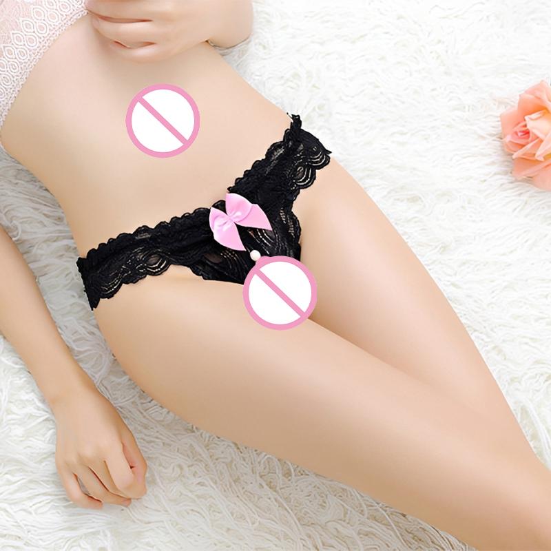 Sexy Women'S Thong Lace Underwear Women'S Thong Pearl Panties Transparent Triangle Panties
