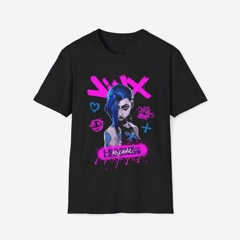 Arcane League Of Legends Arcane Jinx Унисекс Размер S-2XL Унисекс Футболка XXXL