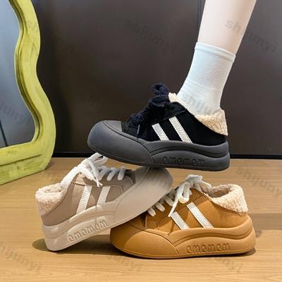 Winter Fashion Trend Versatile Sports Plush Shoes for Women's Warm Comfortable Versatile Casual Thick Soled Plush Sneakers