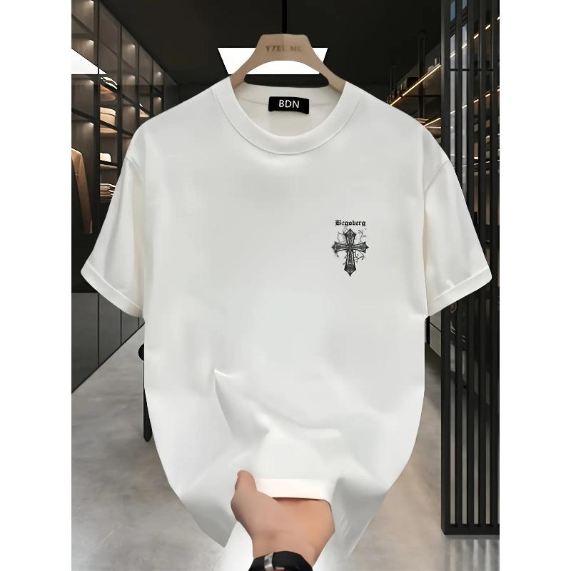 

Heavyweight Solid-Color Men s Short-Sleeve T-Shirt: New Summer Style, Round Neck, Relaxed Fit, Oversized, Cool, Casual, and Fashionable 4XL білий