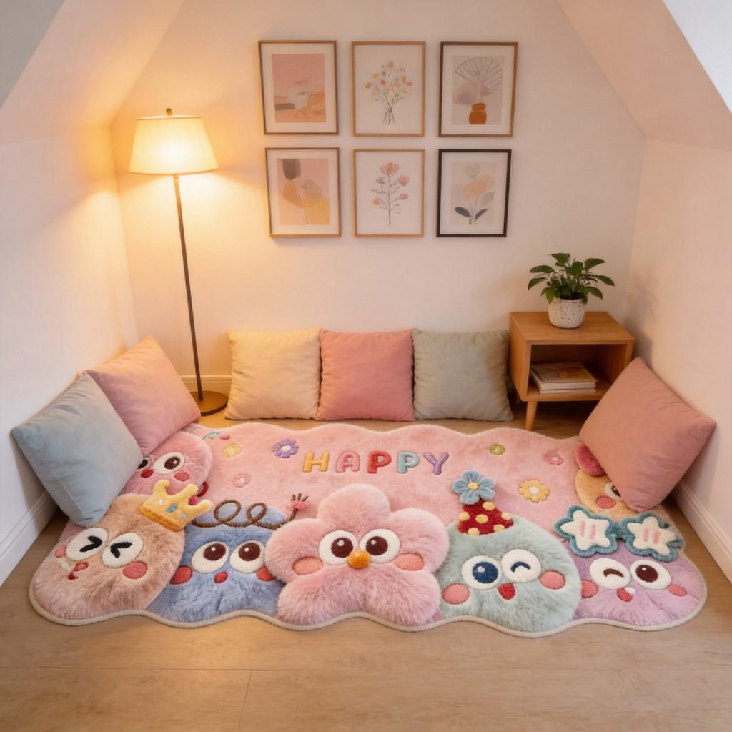 Plüsch-Faux-Kaschmir-Tier-Fußmatte für Schlafzimmer- und Wohnzimmerdekoration