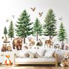 DECOWALL Watercolor Forest Animals Wall Stickers with and Tree Design for and Removable DIY Wall Decor for and Infants Bear, Deer, Fox, Kids' Rooms,