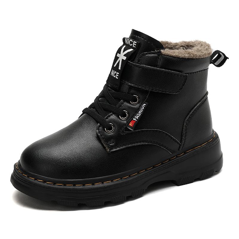 Winter Children's Plus Size Fashionable High Top with Plush Warm Cotton Shoes Snow Boots Cotton Boots 28-39