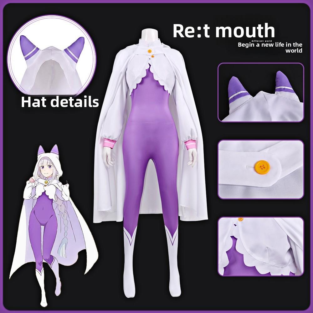 Re Zero Starting Life In Another World Emilia Cosplay Costume With Polyester Fabric For Anime Conventions