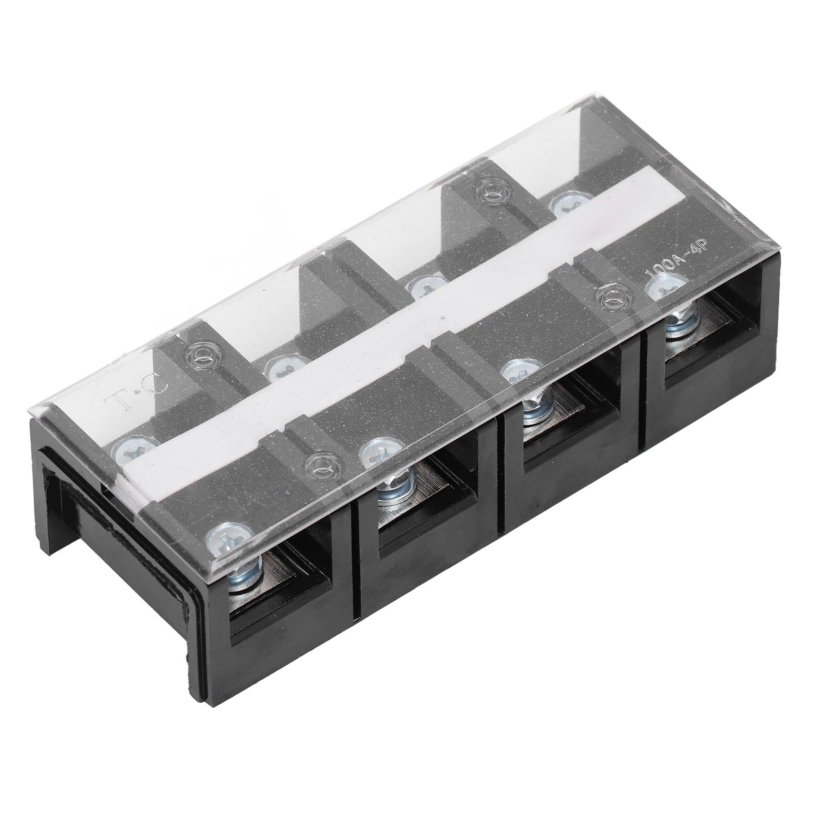 

Terminal Block 2 Row Electric Wire Barrier Screw Strip for Power Supply with Cover AC600V 100ATC‑1004(8 Contact Points)