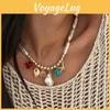 Bohemian Style Colorful Pebble Starfish Necklace With Irregular Pearl Bead Chain For Women