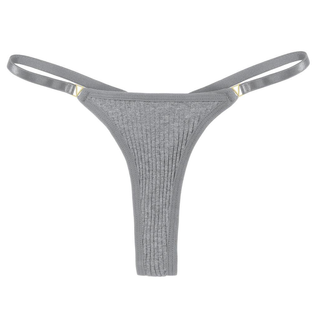 Women's Low-Rise Cotton Ribbed T-back Thong - Sexy, European & American Style, Hip-lifting Fitness, High-Cut Fashion