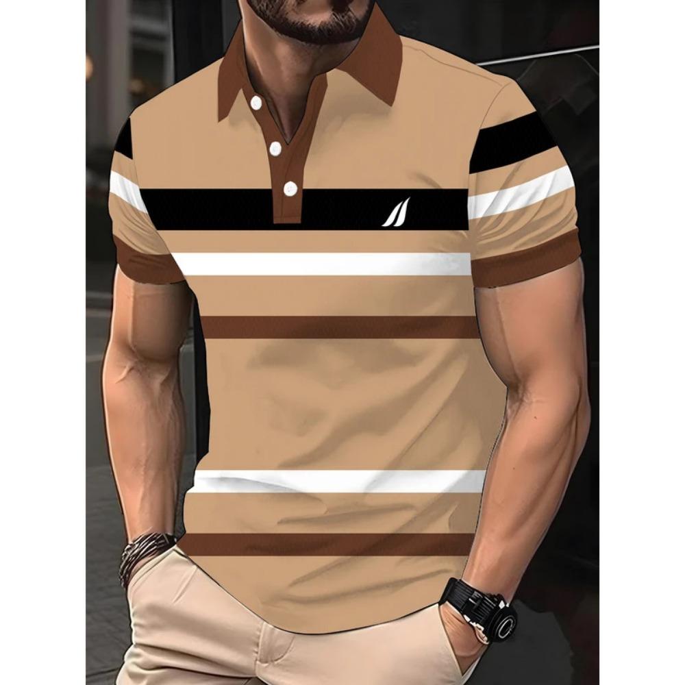 Мужская повседневная клетчатая полосатая рубашка для гольфа S