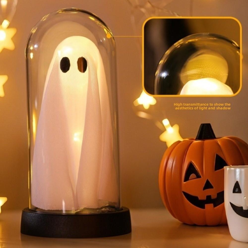 Halloween Light Up Specter Warm White Light Cloche Specter Lamp Desktop Lighting  Spooky Room Decor