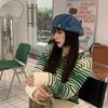 Frauen Denim Baskenmütze Hut Jeans Baskenmützen Maler Hüte Frühling Beanie Hut Retro Achteckige Kappe Weibliche Damen Outdoor Freizeit Visier kappen