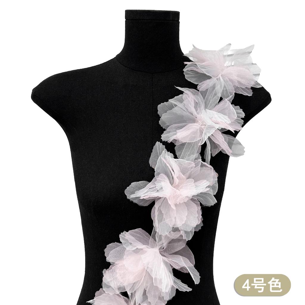 Colorful Gradual Change Gauze Three-Dimensional Flower Clothing With Shoes, Hats, Bags, Children'S Clothing Accessories, Decorative Flowers