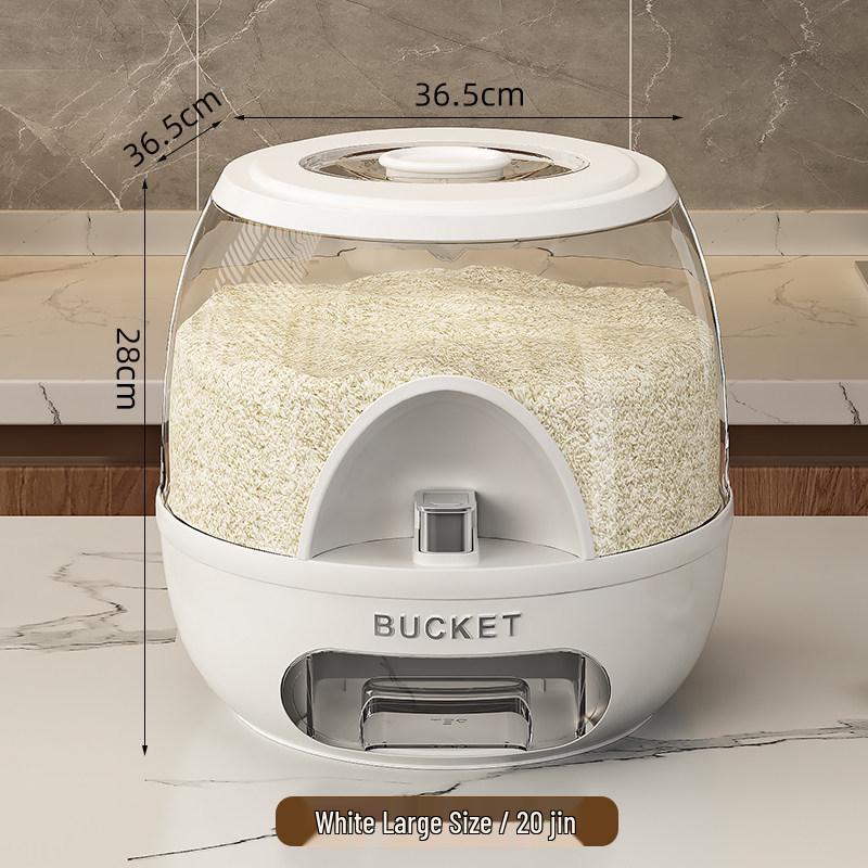 Rotatable Household Rice and Grain Storage Box: Insect & Moisture-Proof, Sealed, Compartmented Bucket