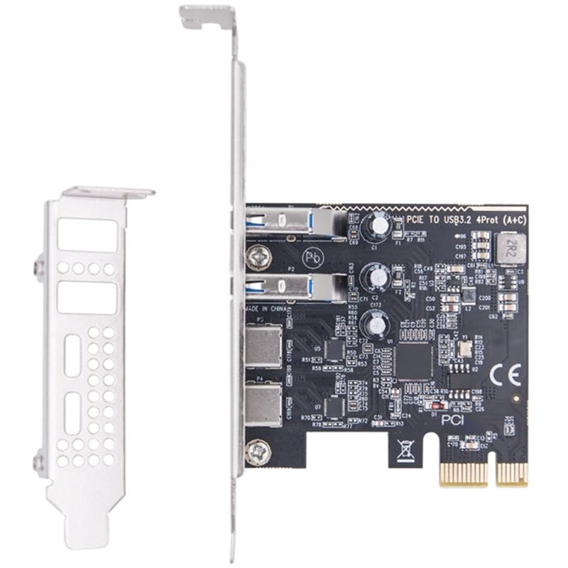 

2 Type C 2 Type A PCIExpress Adapters USB 3.2 10Gbps High Performances Networking Card for PC 1