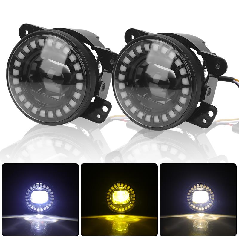 4 inch White Amber DRL LED Fog Light For Chrysler 300 Chrysler PT Jeep Wrangler TJ JK CJ-5 CJ-7 CJ-8 Front Bumper Driving Lamp