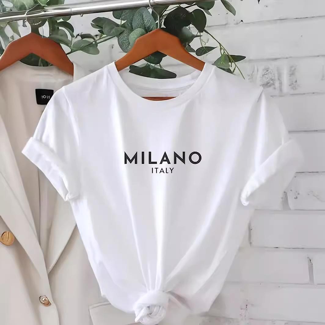 

2024 New Women s Short-Sleeve Printed Tops - European & American Style XXL білий