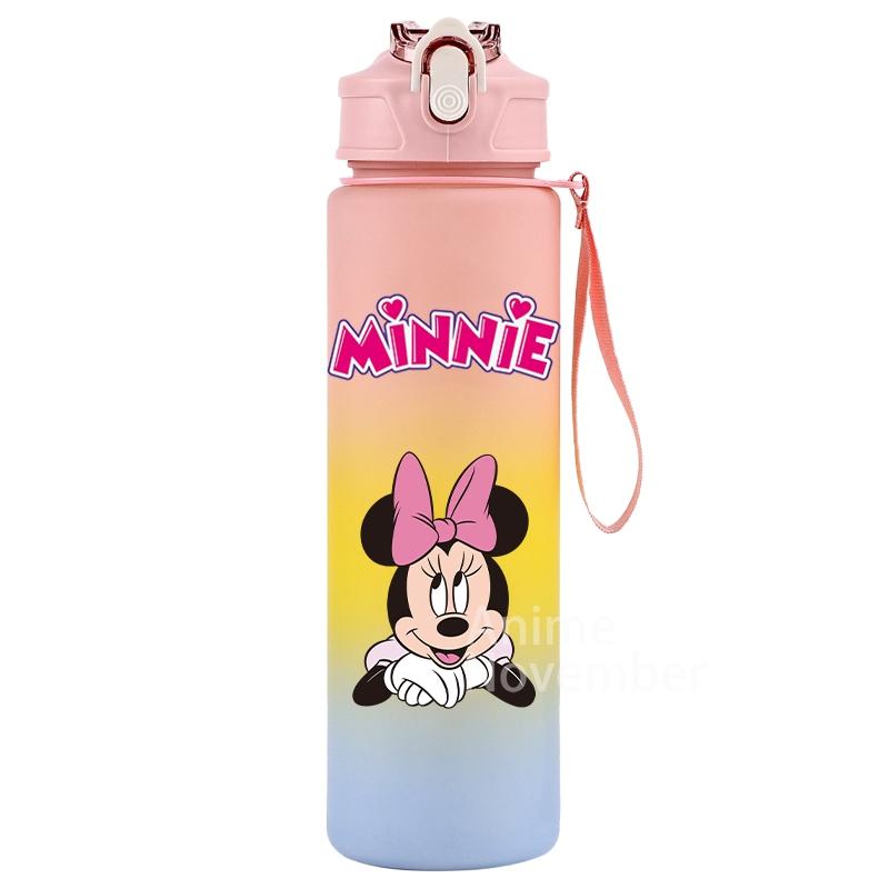 Disney Mickey Mouse Water Cup Minnie Gradient Straw 750Ml Large Capacity Camping Drinking Tools Outdoor Sports Minnie Water Cups
