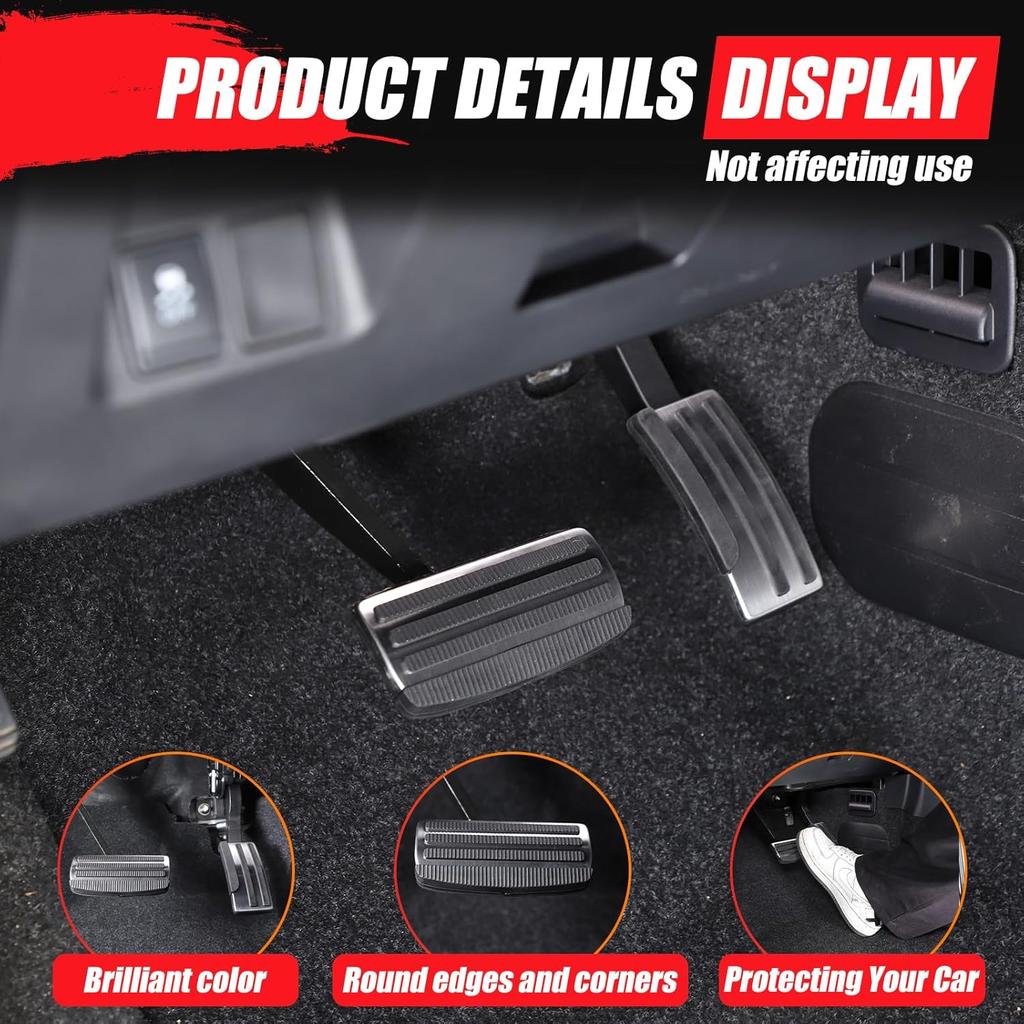 Gas Accelerator Pedal Covers Compatible with Nissan Frontier 2022-2024 Stainless Steel Throttle Brake Pedal Cover Anti-Slip No Drilling Brake Foot