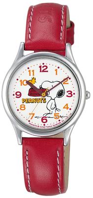 Analog Snoopy Wasserdichtes Lederarmband Rot [Q&Q] AA95-9852 Damen