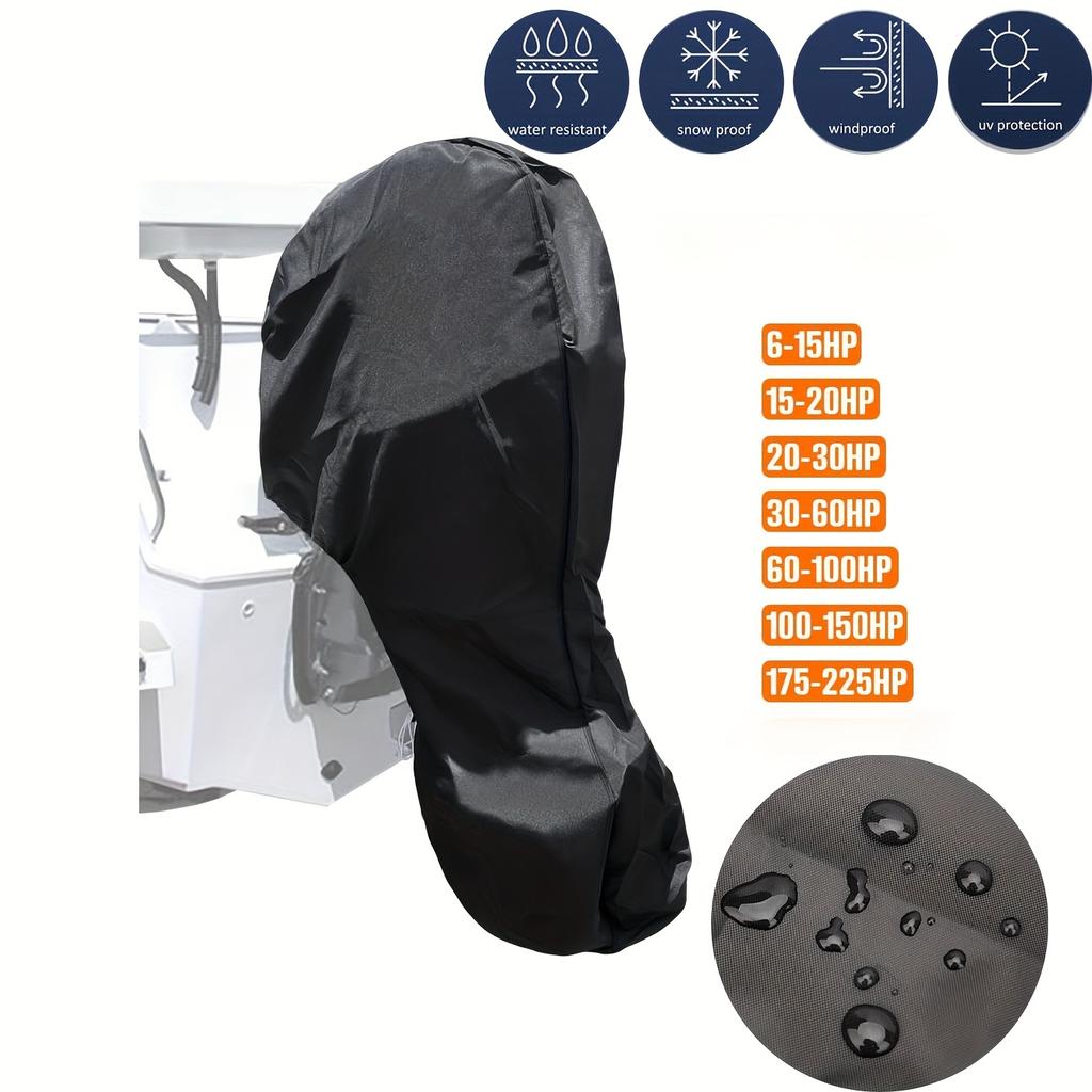 Engine Boat Cover PA Waterproof Rainproof Boat Cover, Yacht Boat Motor Cover, 420D Boat Cover 6-225HP, Simple and Portable