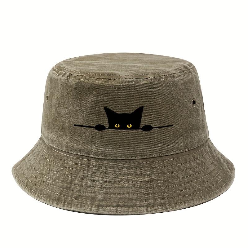 Unisex printed cartoon cat pattern fisherUnisex hat, fashionable and lightweight outdoor sun hat, fishing camping trip