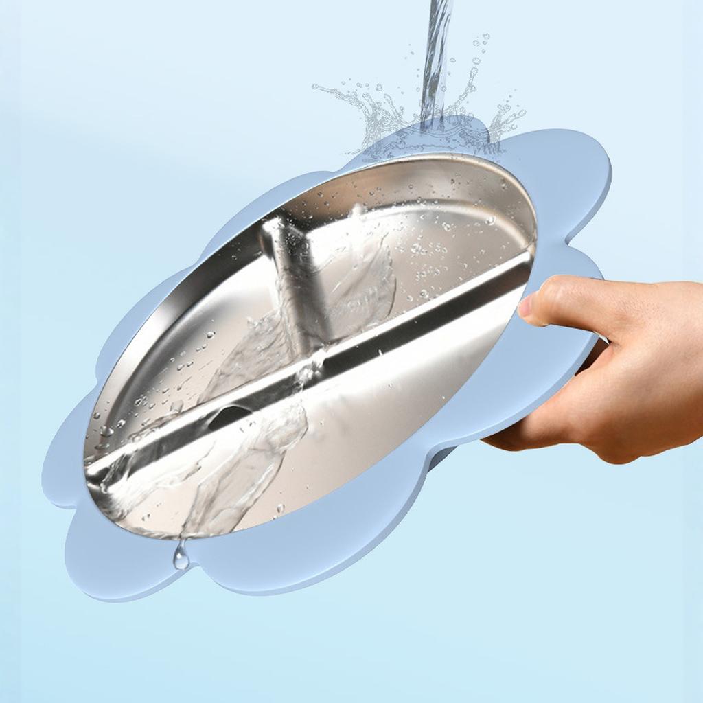 Children Silicone Suction Plate Stainless Steel Divided Baby Feeding Bowl Non Slip Heat Insulation Baby Food Tray Durable and Safe