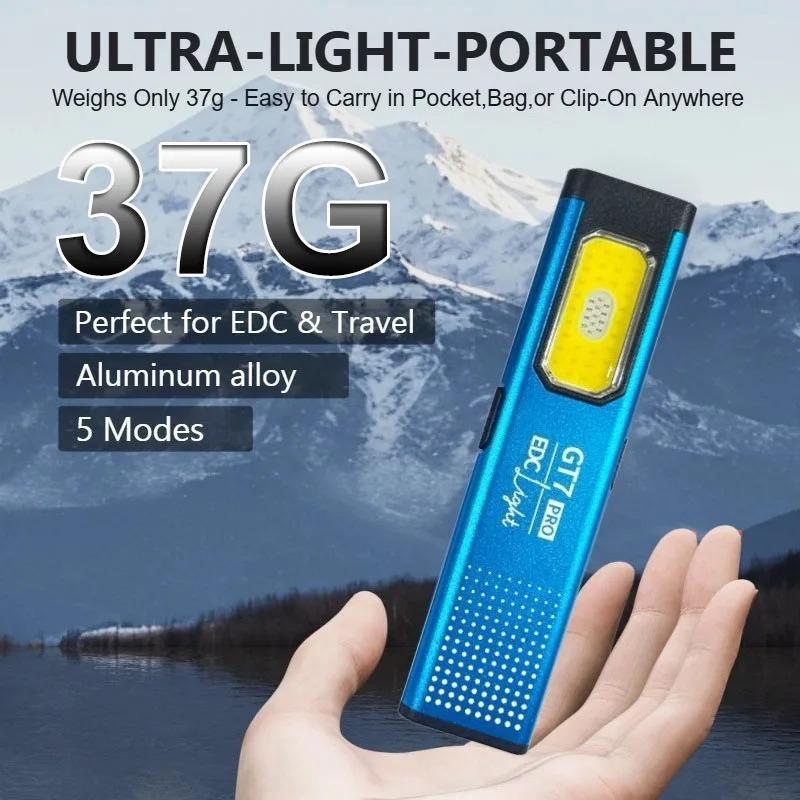 Magnetic Work Light 5 Light Modes 37g Ultra Lightweight EDC Portable Hands Free Rechargeable Clip On Flashlight Outdoor Repair
