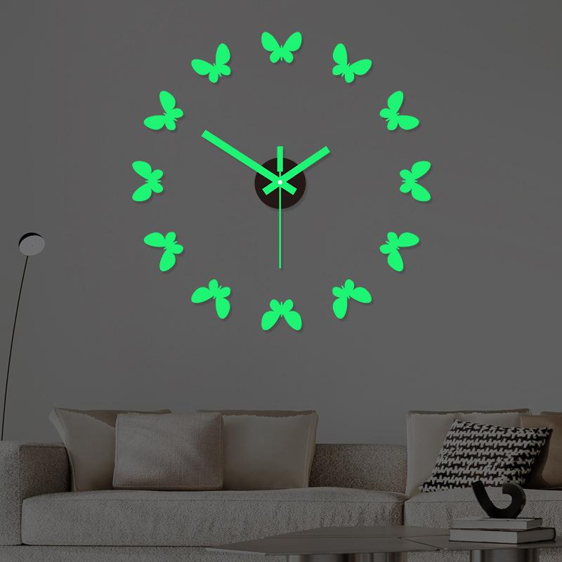 Nordic Minimalist, Creative and Personalized Butterfly Wall Clock, Acrylic Wall Clock, No Need for Drilling, Bedroom Clock, Decorative Wall Clock