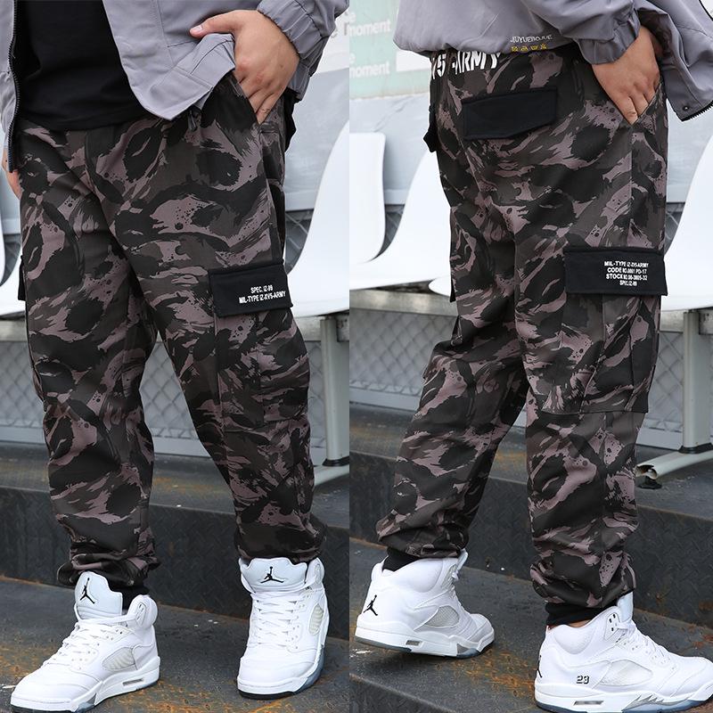 Men's Plus Size Camouflage Cargo Joggers - Streetwear Casual Loose Fit for Spring & Autumn