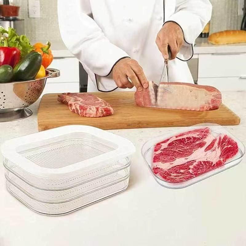 Transparent Sealed Cooked Meat Storage Box with Lid for Refrigeration