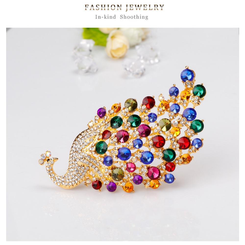 Extra Large Peacock Brooch with Colorful Crystal Rhinestones, Peacock Brooch Jewelry, Brooch Accessories, 1PCS Birthday Gift