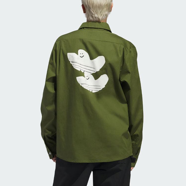 Adidas Originals Shmoofoil Button-Up Sports Long Sleeve Shirt Unisex Tops Wild-Pine IU0081
