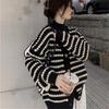 Knitted Cardigan Autumn and Winter Clothing New Model with Lazy Wind Striped V-neck Thickened Sweater Jacket Women