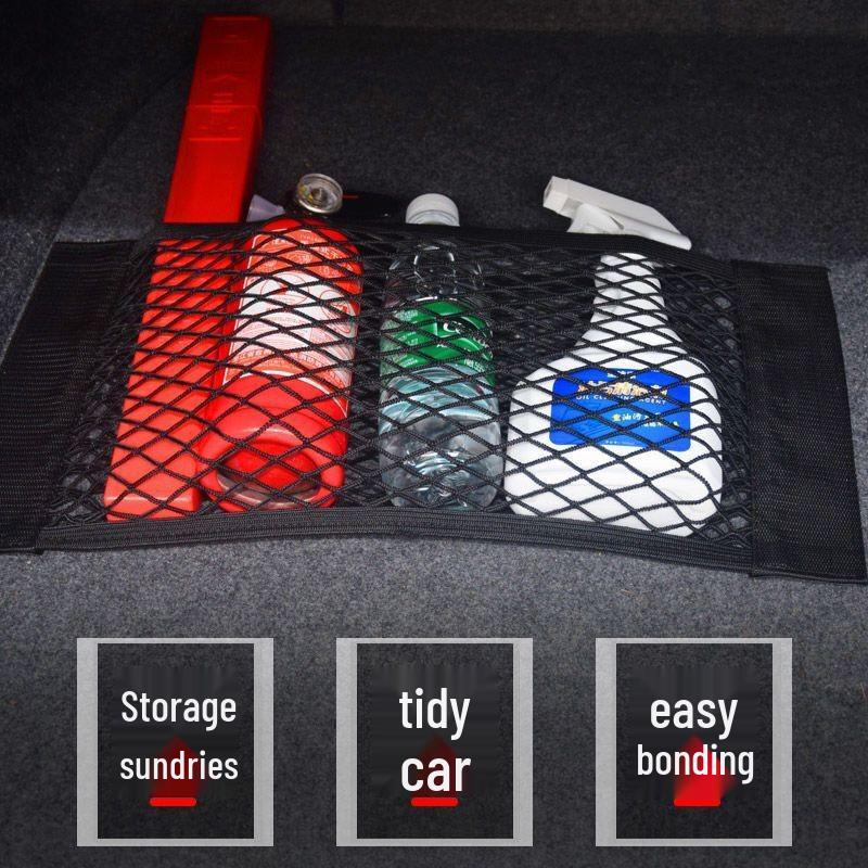 Double Layer Mesh Pocket Car Organizer with Fire Extinguisher Holder