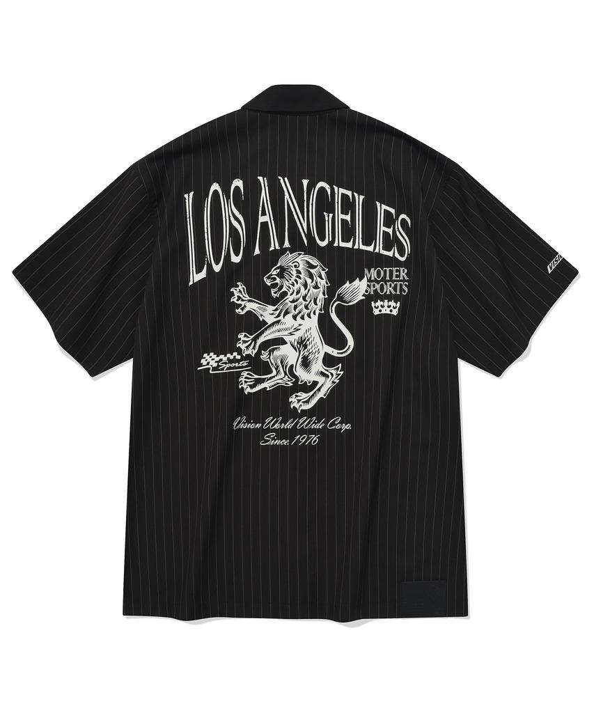 VISION STREETWEAR Vsw Camicia a Righe con Collo Aperto Nera