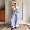 Blue Striped Pleated A-shaped Trousers Men's and Women's Autumn Loose Wide-leg Trousers Cleanfit Daily Commuter Casual Trousers