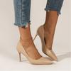 Fashion 2025 New Nude Pumps for Women High Heel Shoes Female Fashion Patent Leather Sexy Pointed Toe Thin Heel Wedding Shoes Plus Size