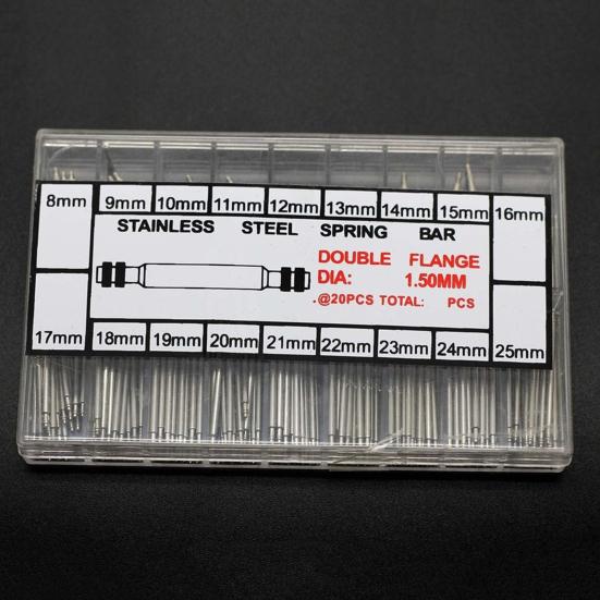 360Pcs 8mm - 25mm Stainless Steel Watch Band Spring Bars Strap Link Pins Tool