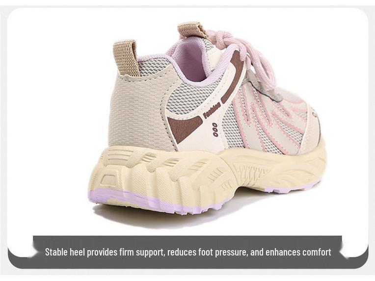 Kids' Silver Breathable Mesh Sneakers with Soft Soles - Lightweight Korean Style for Spring