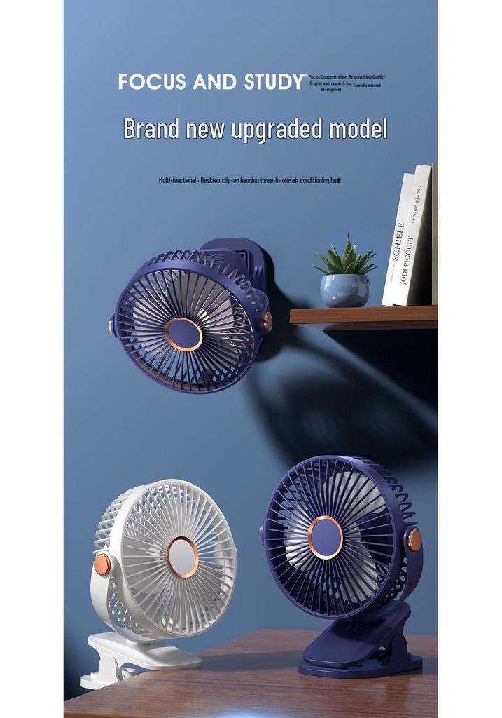 USB Rechargeable Clip-On Fan with Night Light for Dorm, Bed, and Desk