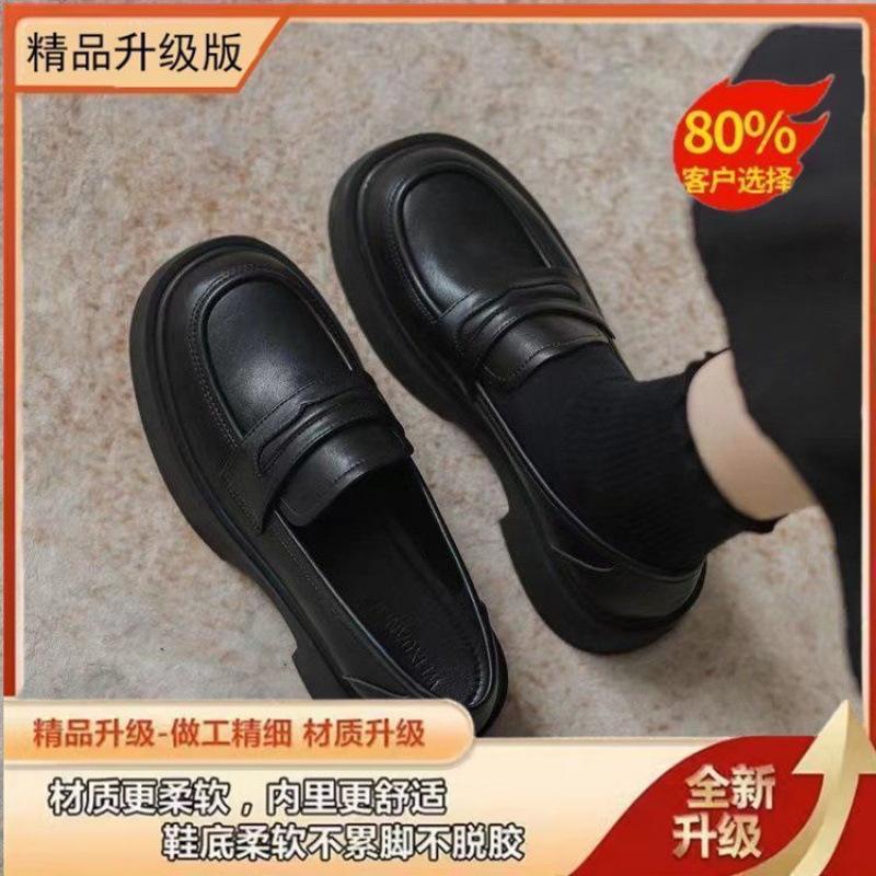 

Осень-зима 2025 Лоферы Spice Girls Женская кожаная обувь Новая платформа Колледж Одинарная обувь Британская Черная Универсальная обувь 35