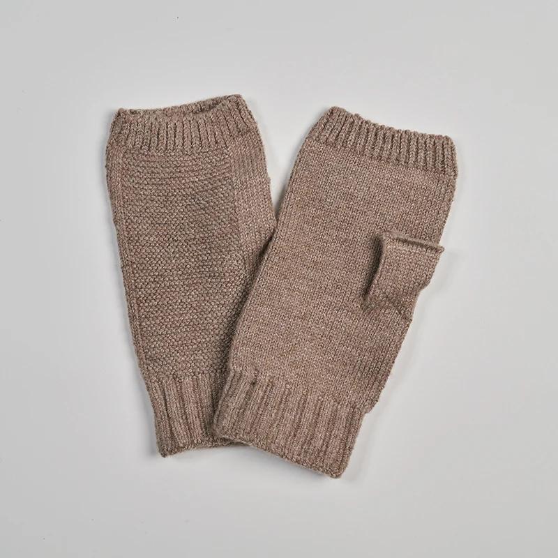 Women's Winter Wool Knitted Fingerless Gloves Cashmere Short Half Finger Wrist Warmers Stretchy Hand Protection Mitten for Girls
