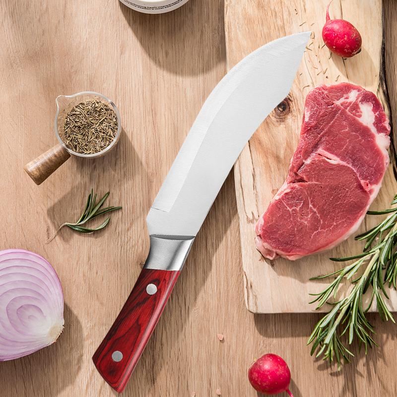 Butcher Knife Stainless Steel Wood Handle Boning Knife Meat Cleaver Cooking Tool