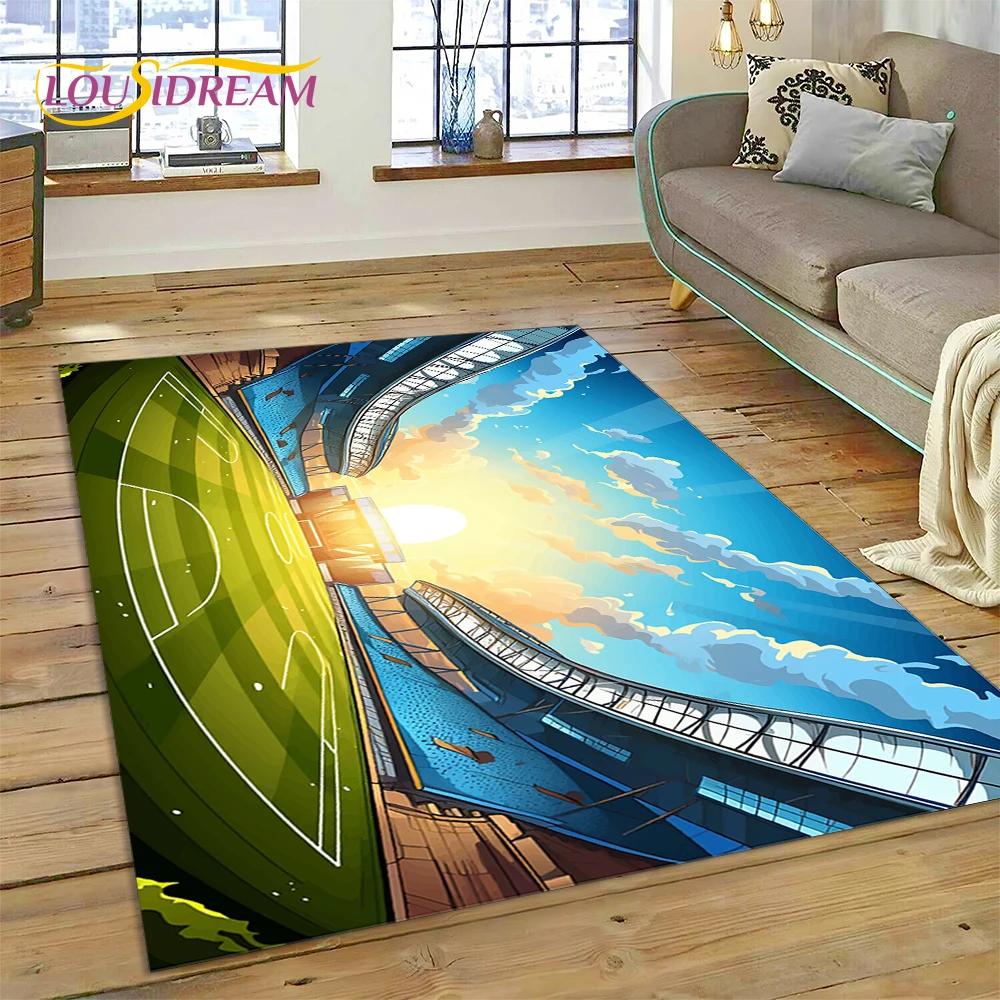 3D-Teppich mit Fußballfeld für Schlafzimmer, Wohnzimmer, Sofa-Dekoration, Kinderspiel, große Dekoration, Bodenmatte, Geschenk