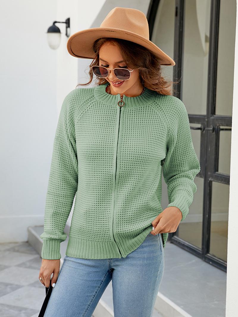 ZIMOXUAN Повседневный свитер с круглым вырезом и молнией — модный вязаный кардиган — фото 15