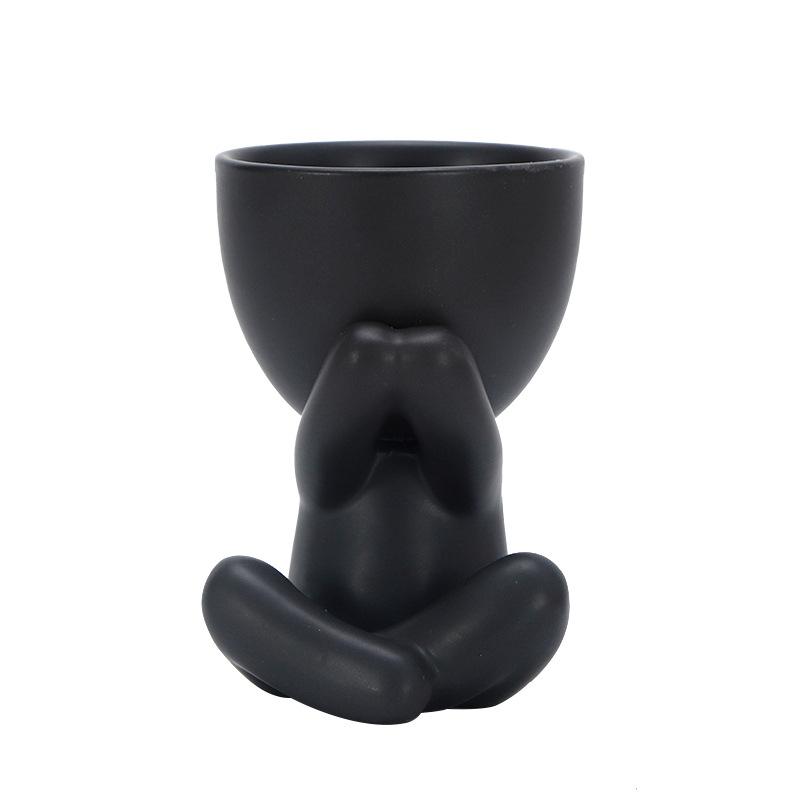 Creative Ceramic Figurine and Faux Plant Vase Set for Home Decor